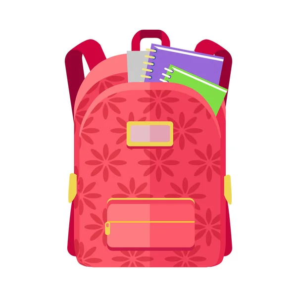 Mochila escolar icono con Notebook Regla — Vector de stock