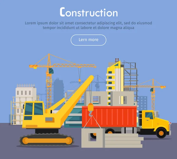 Construcrtion. Build Banner Concept in Flat Style. — Stock Vector