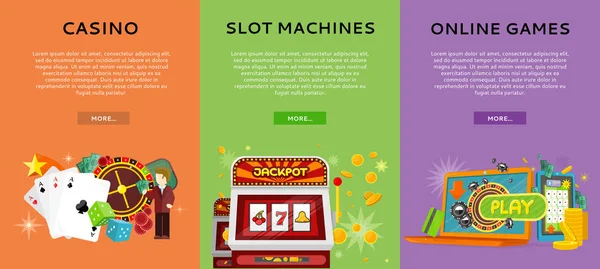 Conjunto de modelos de sites de jogos de azar Casino — Vetor de Stock