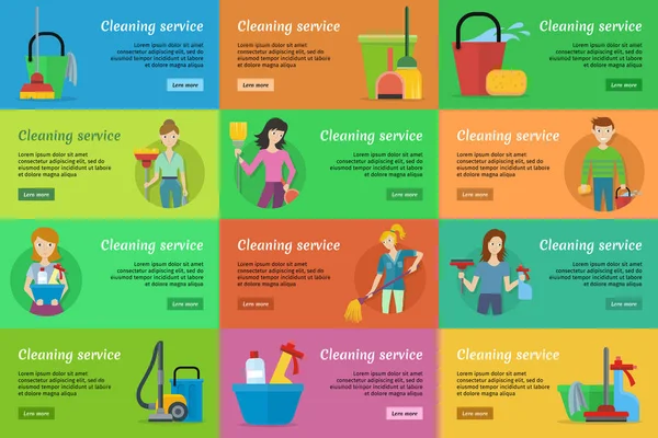 Küme hizmeti afiş temizlik — Stok Vektör
