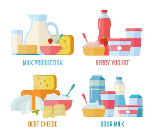 传统乳制品从牛奶 — 图库矢量图片