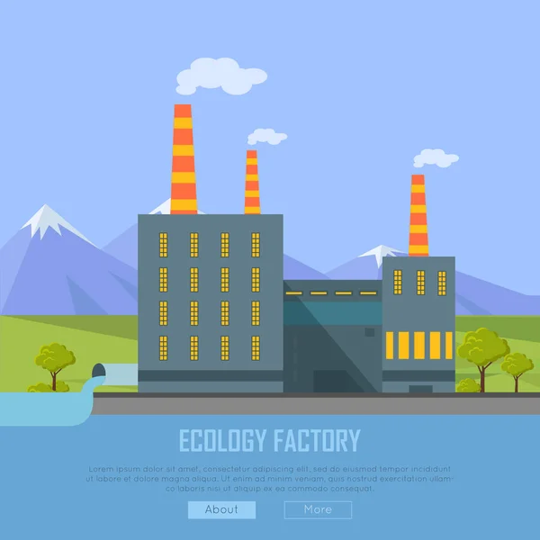 Ecologia Fabbrica Web Banner. Eco Manufacturing — Vettoriale Stock