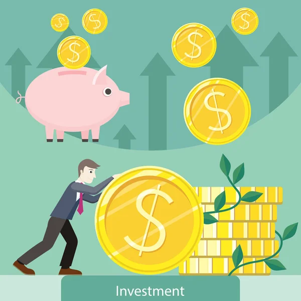Investment Concept Flat Style Vector Illustration — Stock Vector
