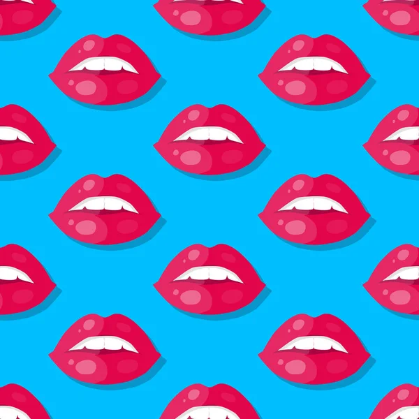 Womens Lips Seamless Pattern Vector Illustration - Stok Vektor