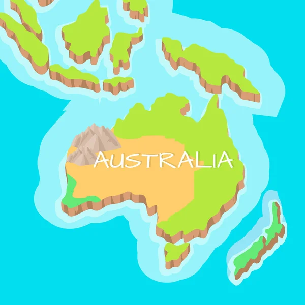 Mapa do relevo dos desenhos animados do vetor do continente de Austrália — Vetor de Stock
