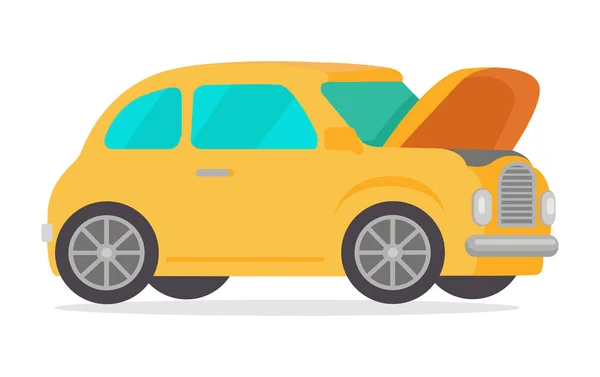 Coche retro vintage amarillo aislado en blanco — Vector de stock