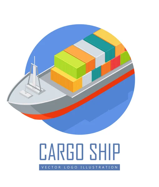 Cargo Ship Vector Icon in Isometric Projection — Stock Vector