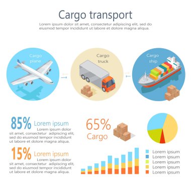 Kargo taşıma izometrik Infographics öğeleri