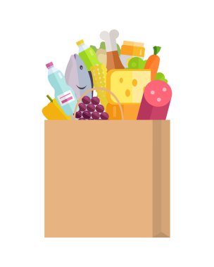 Bakkal alışveriş kavramı afiş illüstrasyon.