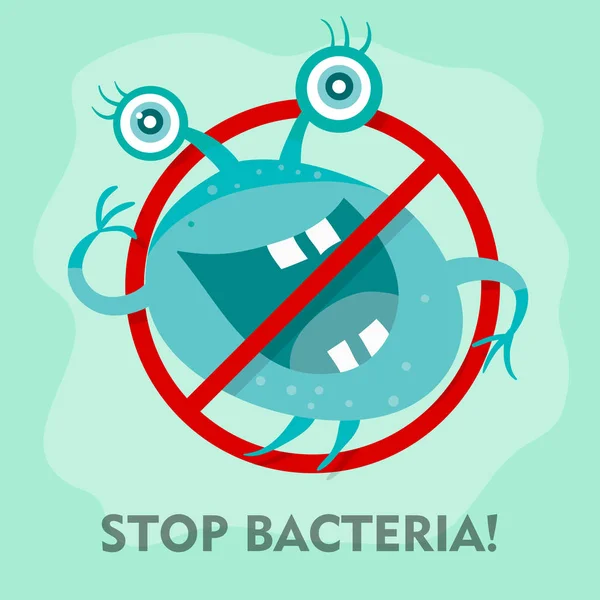 Fermare batteri fumetto vettoriale Illustrazione Nessun virus — Vettoriale Stock