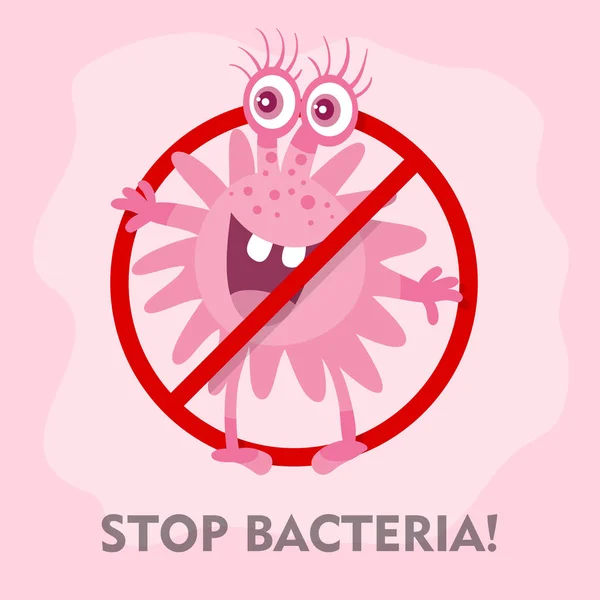 Dur bakteri karikatür vektör çizim Hayır virüs — Stok Vektör