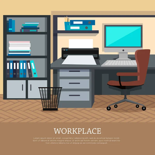 Workplace Concept Vector Web Banner in Flat Design — Stock Vector