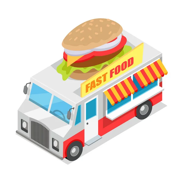 Fastfood Trolley isometrische projectie Design — Stockvector