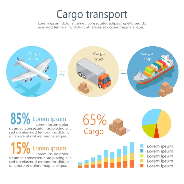 貨物輸送等尺性インフォ グラフィックの要素 — ストックベクタ
