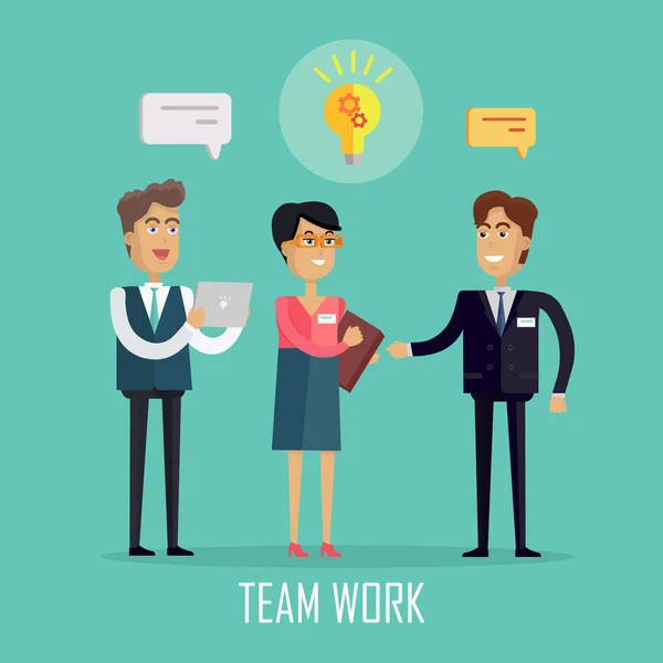 Team Work Concept Illustration in Flat Design. — Stock Vector