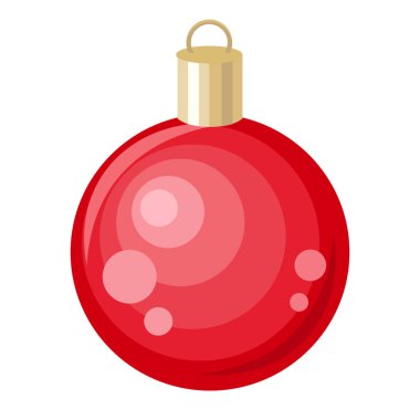 Noel ağacı kırmızı oyuncak. Düz stil tasarım. Vektör