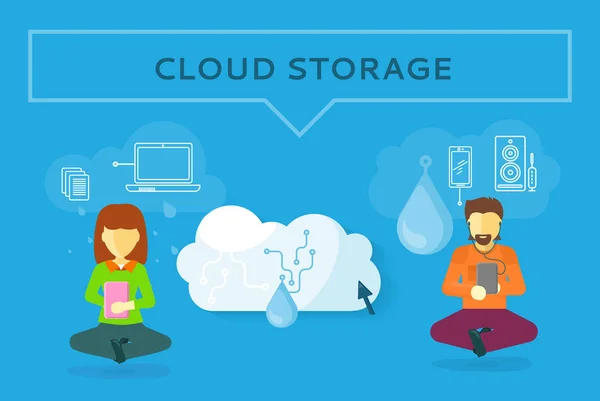 Cloud Storage Web Banner im flachen Stil — Stockvektor