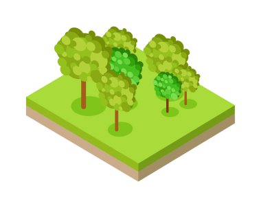 Orman veya Park parça izometrik projeksiyon
