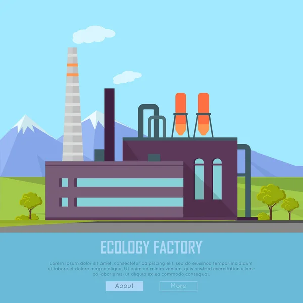 Banner Web da Fábrica de Ecologia. Fabricação ecológica — Vetor de Stock