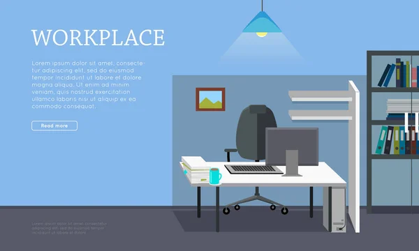 フラットなデザインで職場の概念ベクトル Web バナー — ストックベクタ