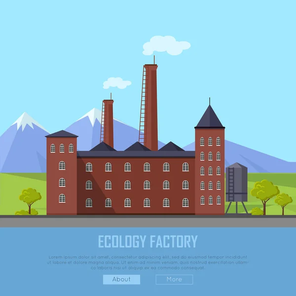 Ecologie fabriek webbanner. Eco-Manufacturing — Stockvector