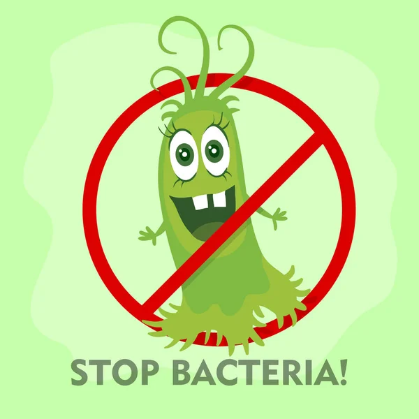 Parar de bactérias Cartoon Vector Ilustração Nenhum vírus — Vetor de Stock