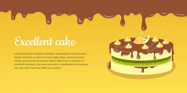 Délicieux gâteau. Excellent gâteau. Tarte aux fraises — Image vectorielle