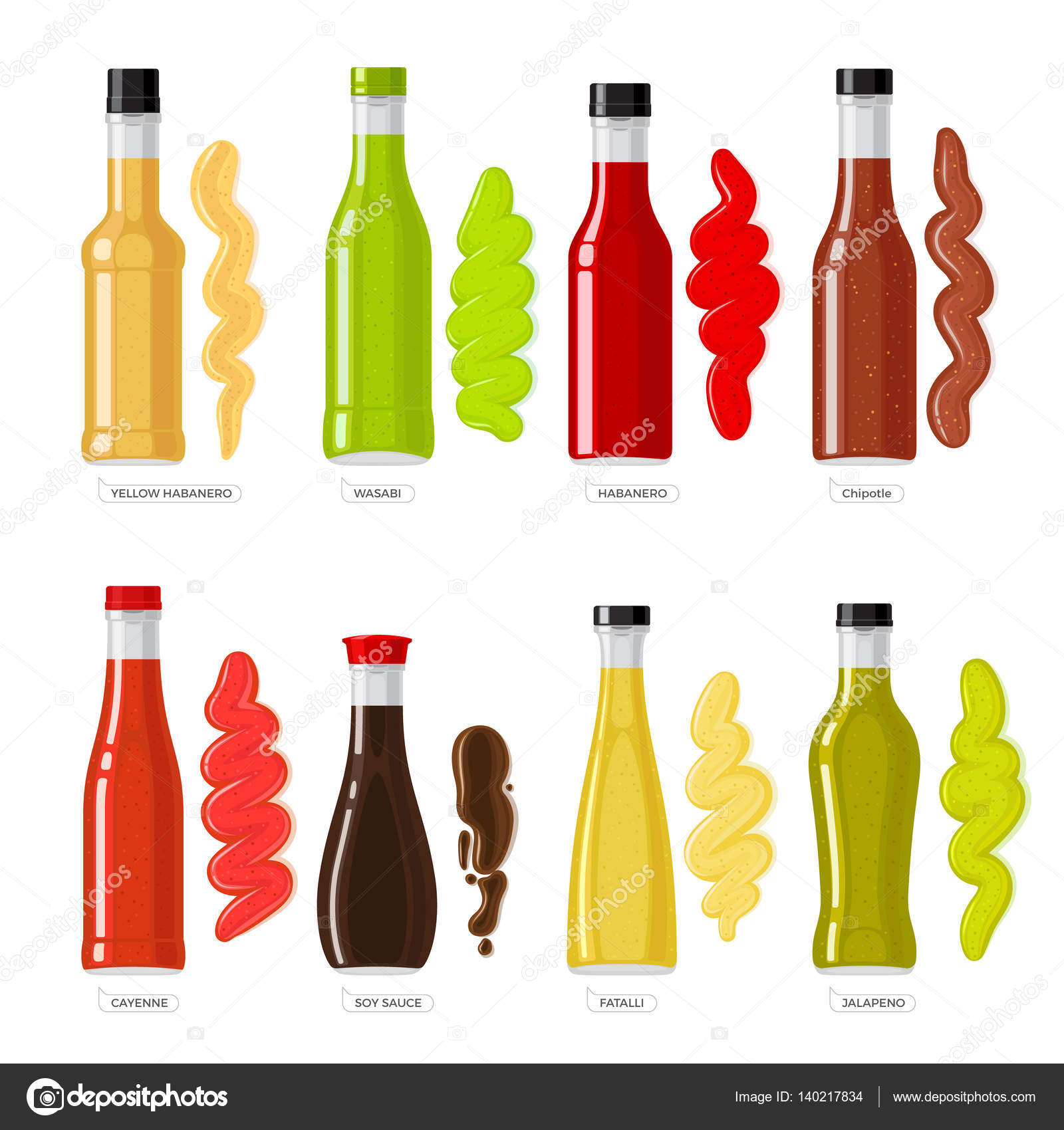 Sauces Different Bottles Of Vector Stock Vector By