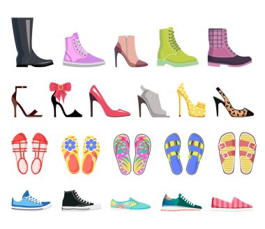 Collection of Shoes Types. Modern Female Footwear clipart
