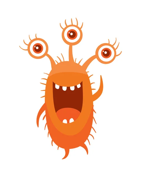 Monstruo con tres ojos. Germen naranja de dibujos animados — Archivo Imágenes Vectoriales