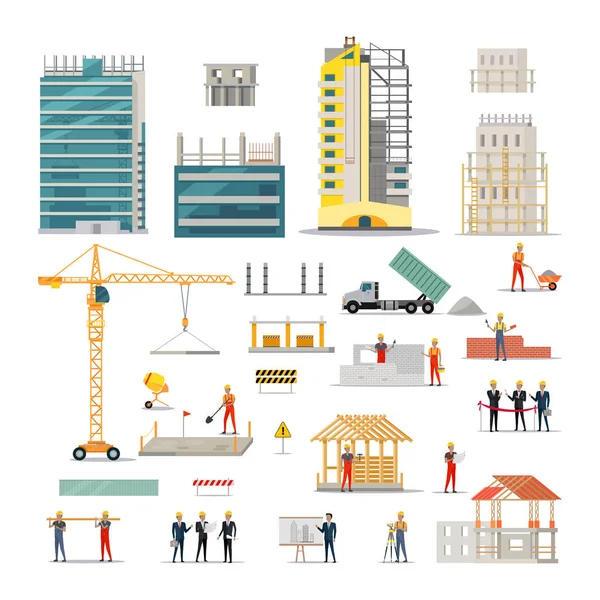 Edificio. Tipi di vari lavori di costruzione — Vettoriale Stock