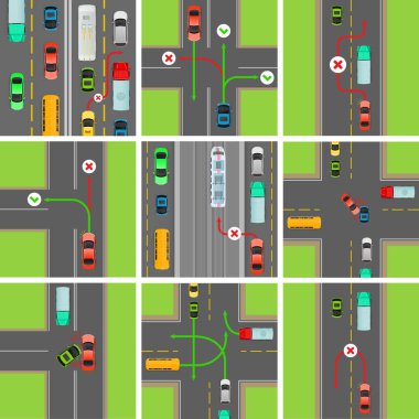 Yol durumları kümesi. Trafik yasalarına tabidir