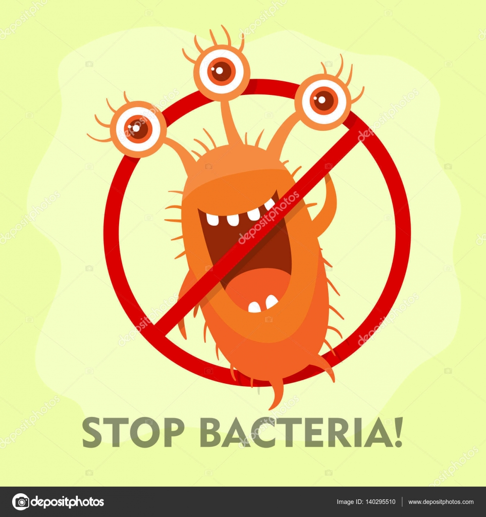 Stop  Bacteria Cartoon Vector Illustration No Virus   Stock 