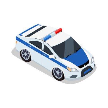 Polis araba illüstrasyon izometrik projeksiyon.