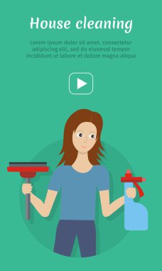 Temizlik hizmeti düz stil vektör Web Banner