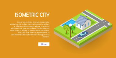İzometrik şehir vektör Web Banner