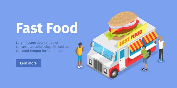 Street Fast Food Concept vectoriel isométrique — Image vectorielle