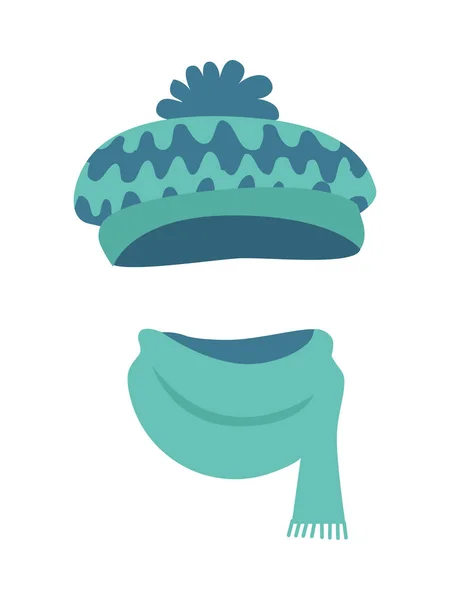 Καπέλο. Κομψό ζεστή Σκούφοι χειμώνα με πολλά κύματα — Διανυσματικό Αρχείο