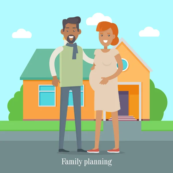 Gezinsplanning Banner. Man en vrouw verwachten Baby — Stockvector
