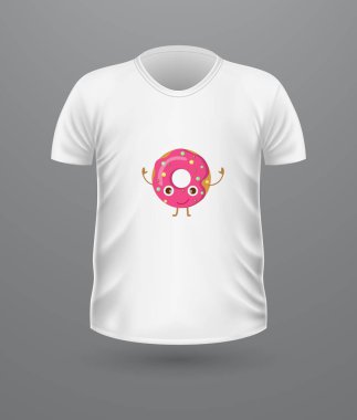 T-shirt üzerine beyaz izole gıda ile Önden Görünüm