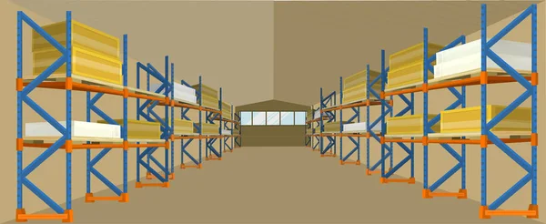 Vecteur de bâtiment de hangar d'entrepôt dans la conception plate — Image vectorielle