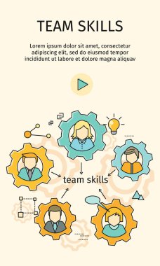 Takım becerileri afiş. Dişli avatar.