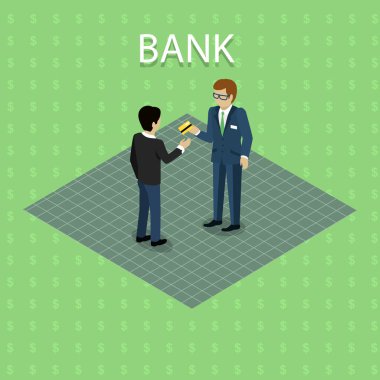 Banka kavramı vektör izometrik projeksiyon.