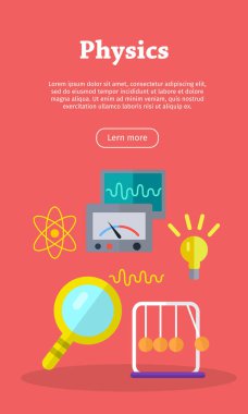 Fizik Web Banner. Web sitesi şablonu.