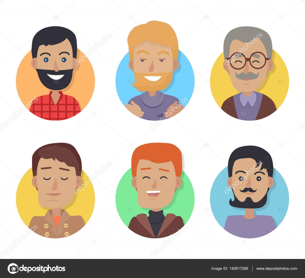 Images Mens Hair Color Icons Set Of Men With Different