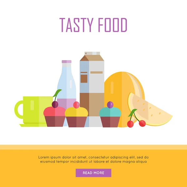 Lezzetli yemekler kavramı Web Banner illüstrasyon. — Stok Vektör