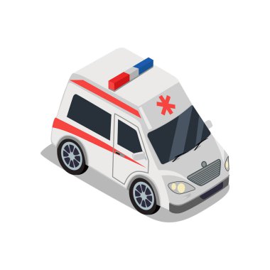 Ambulans illüstrasyon izometrik projeksiyon.