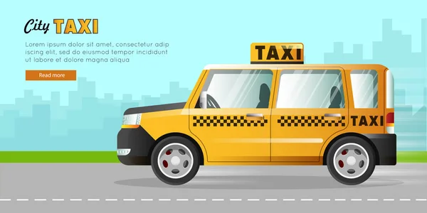 Taxi jaune avec Checker sur la route en ville . — Image vectorielle