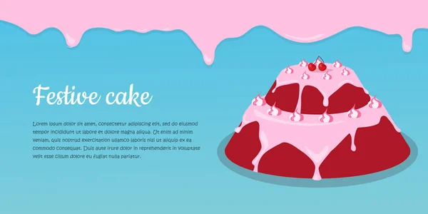 Guten Appetit. Festlicher Kuchen Web-Banner. Schokolade — Stockvektor