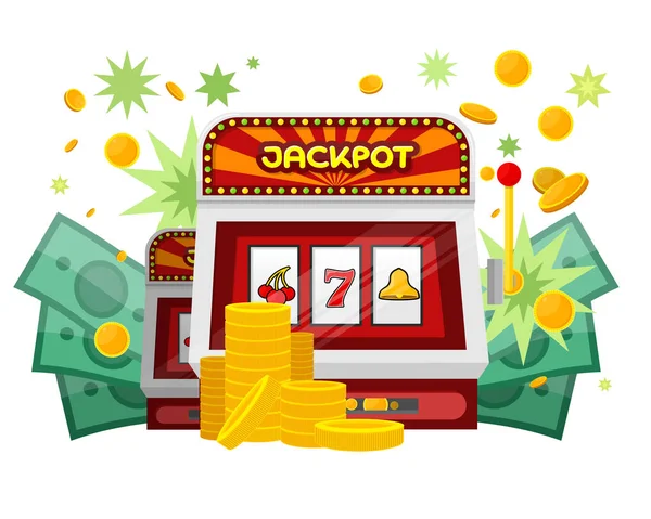 Slot Machine Web Banner Isolado em Verde — Vetor de Stock